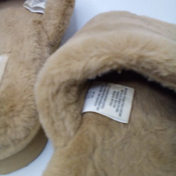 Muk Luks Platform Slipper Slides L 9-10 Faux Fur Plush Soft Brown - Picture 7 of 11